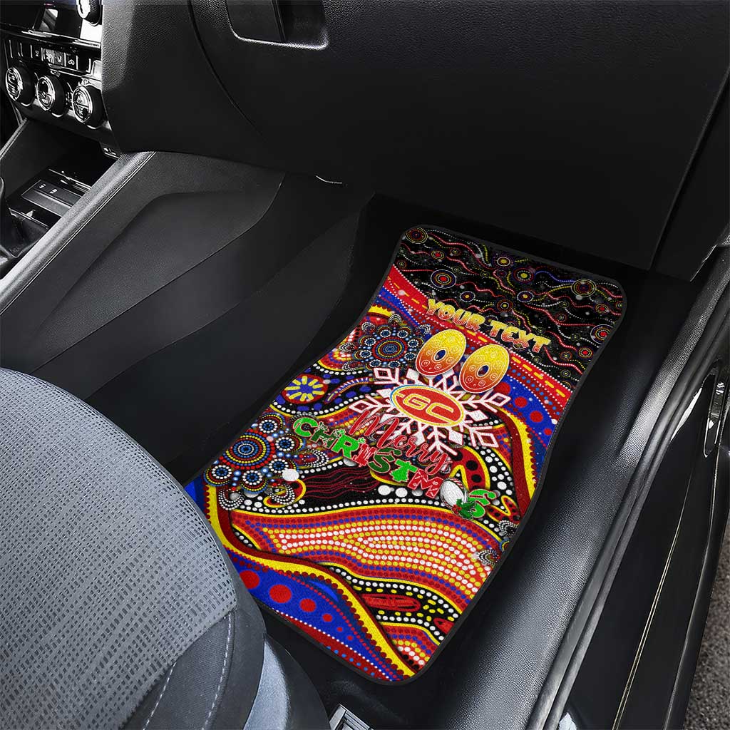 Merry Christmas AFL Gold Coast Suns Car Mats Aboriginal Santa Football Mascot