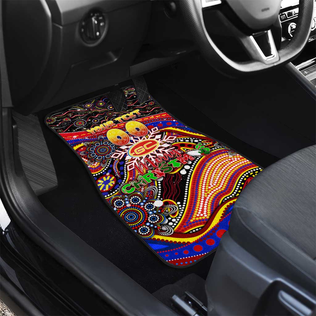 Merry Christmas AFL Gold Coast Suns Car Mats Aboriginal Santa Football Mascot