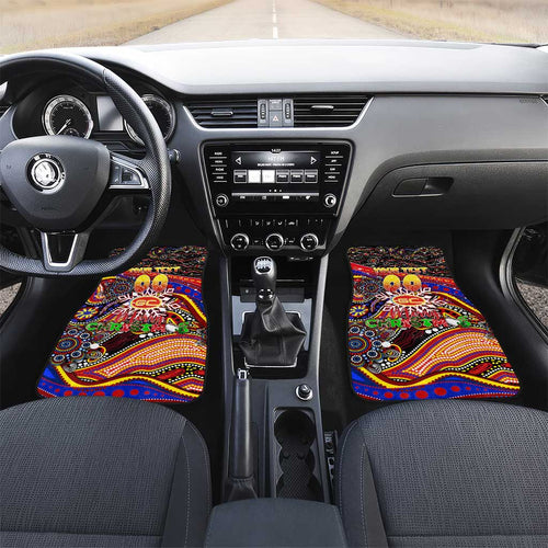 Merry Christmas AFL Gold Coast Suns Car Mats Aboriginal Santa Football Mascot