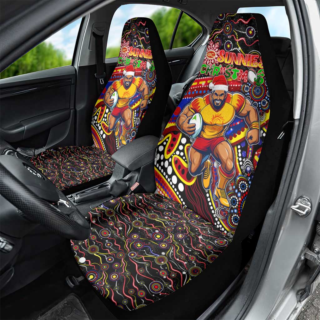 Merry Christmas AFL Gold Coast Suns Car Seat Cover Aboriginal Santa Football Mascot