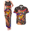Merry Christmas AFL Gold Coast Suns Couples Matching Tank Maxi Dress and Hawaiian Shirt Aboriginal Santa Football Mascot