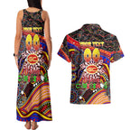 Merry Christmas AFL Gold Coast Suns Couples Matching Tank Maxi Dress and Hawaiian Shirt Aboriginal Santa Football Mascot