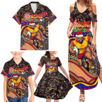Merry Christmas AFL Gold Coast Suns Family Matching Summer Maxi Dress and Hawaiian Shirt Aboriginal Santa Football Mascot