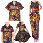 Merry Christmas AFL Gold Coast Suns Family Matching Tank Maxi Dress and Hawaiian Shirt Aboriginal Santa Football Mascot