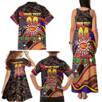 Merry Christmas AFL Gold Coast Suns Family Matching Tank Maxi Dress and Hawaiian Shirt Aboriginal Santa Football Mascot