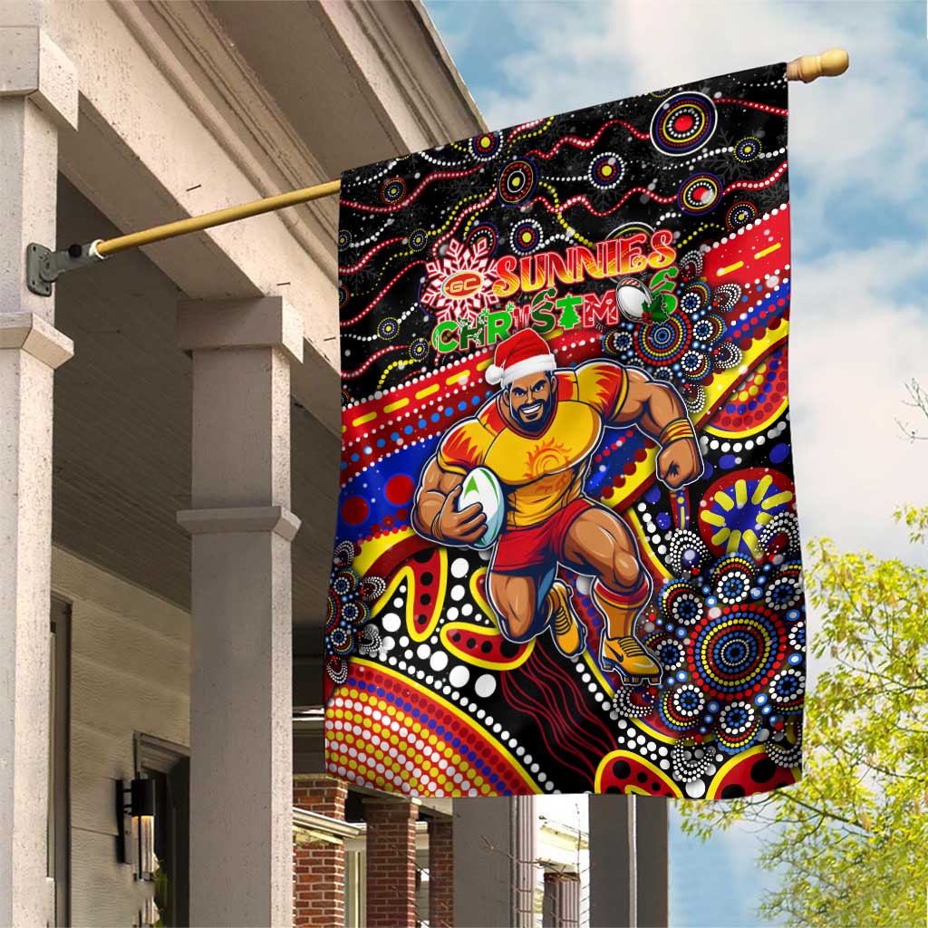 Merry Christmas AFL Gold Coast Suns Garden Flag Aboriginal Santa Football Mascot