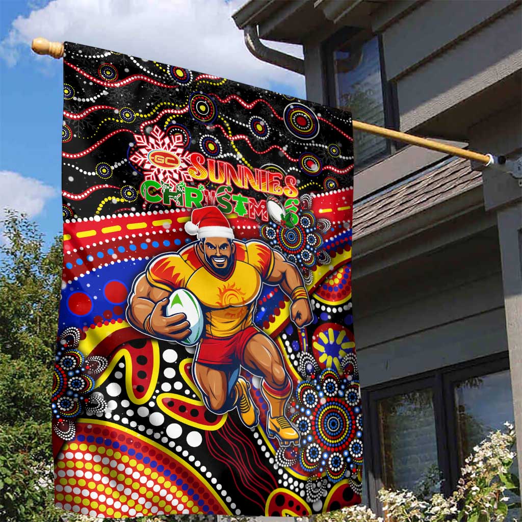 Merry Christmas AFL Gold Coast Suns Garden Flag Aboriginal Santa Football Mascot