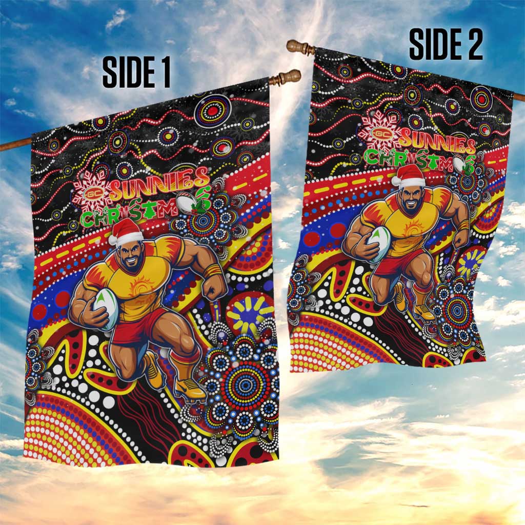 Merry Christmas AFL Gold Coast Suns Garden Flag Aboriginal Santa Football Mascot