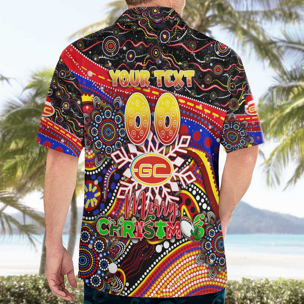 Merry Christmas AFL Gold Coast Suns Hawaiian Shirt Aboriginal Santa Football Mascot