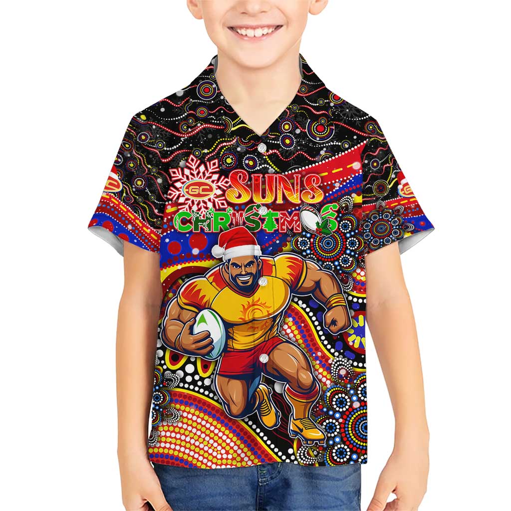 Merry Christmas AFL Gold Coast Suns Hawaiian Shirt Aboriginal Santa Football Mascot