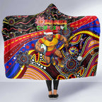 Merry Christmas AFL Gold Coast Suns Hooded Blanket Aboriginal Santa Football Mascot