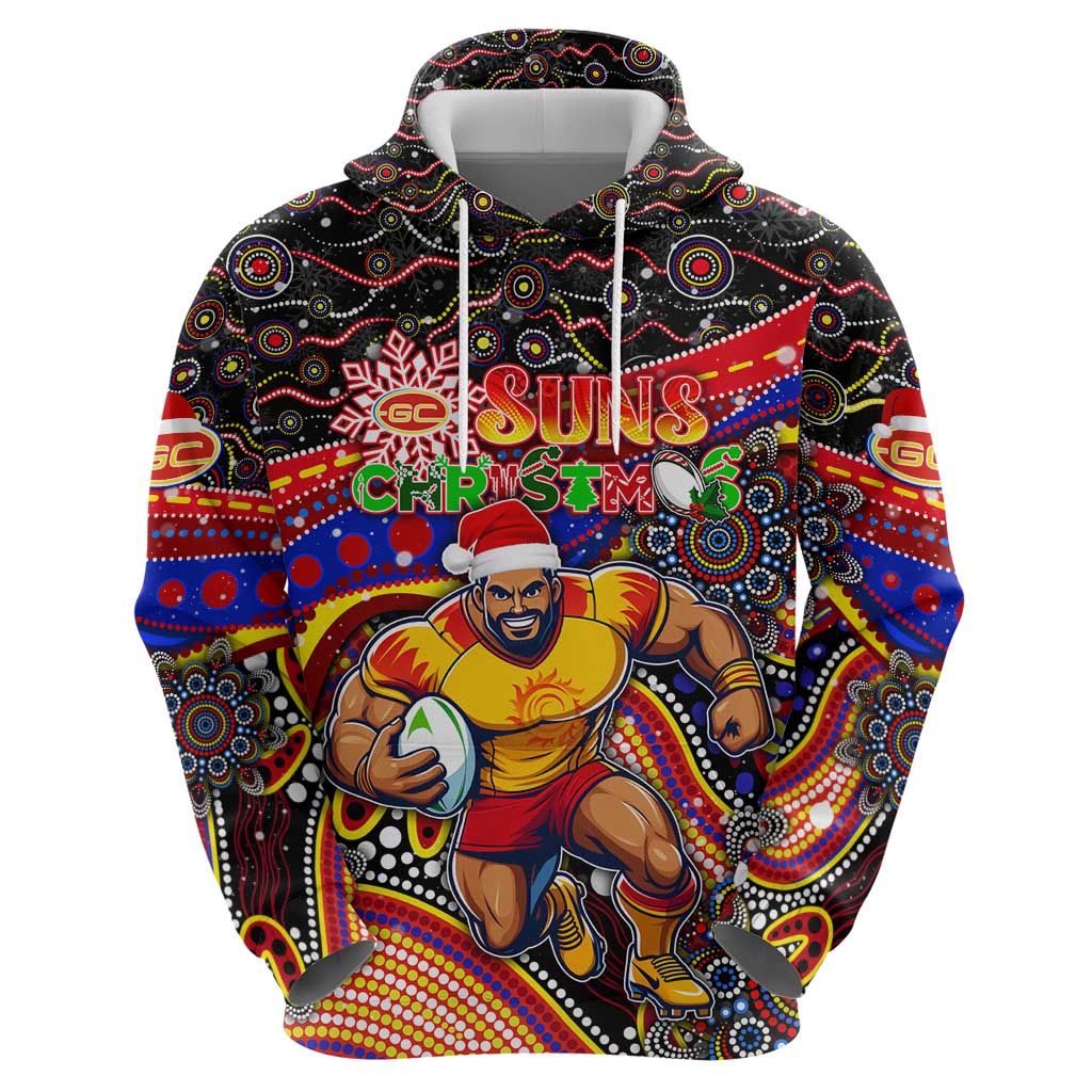 Merry Christmas AFL Gold Coast Suns Hoodie Aboriginal Santa Football Mascot