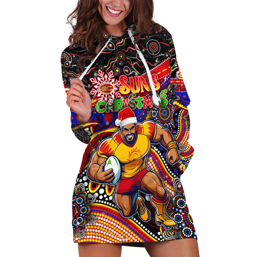 Merry Christmas AFL Gold Coast Suns Hoodie Dress Aboriginal Santa Football Mascot