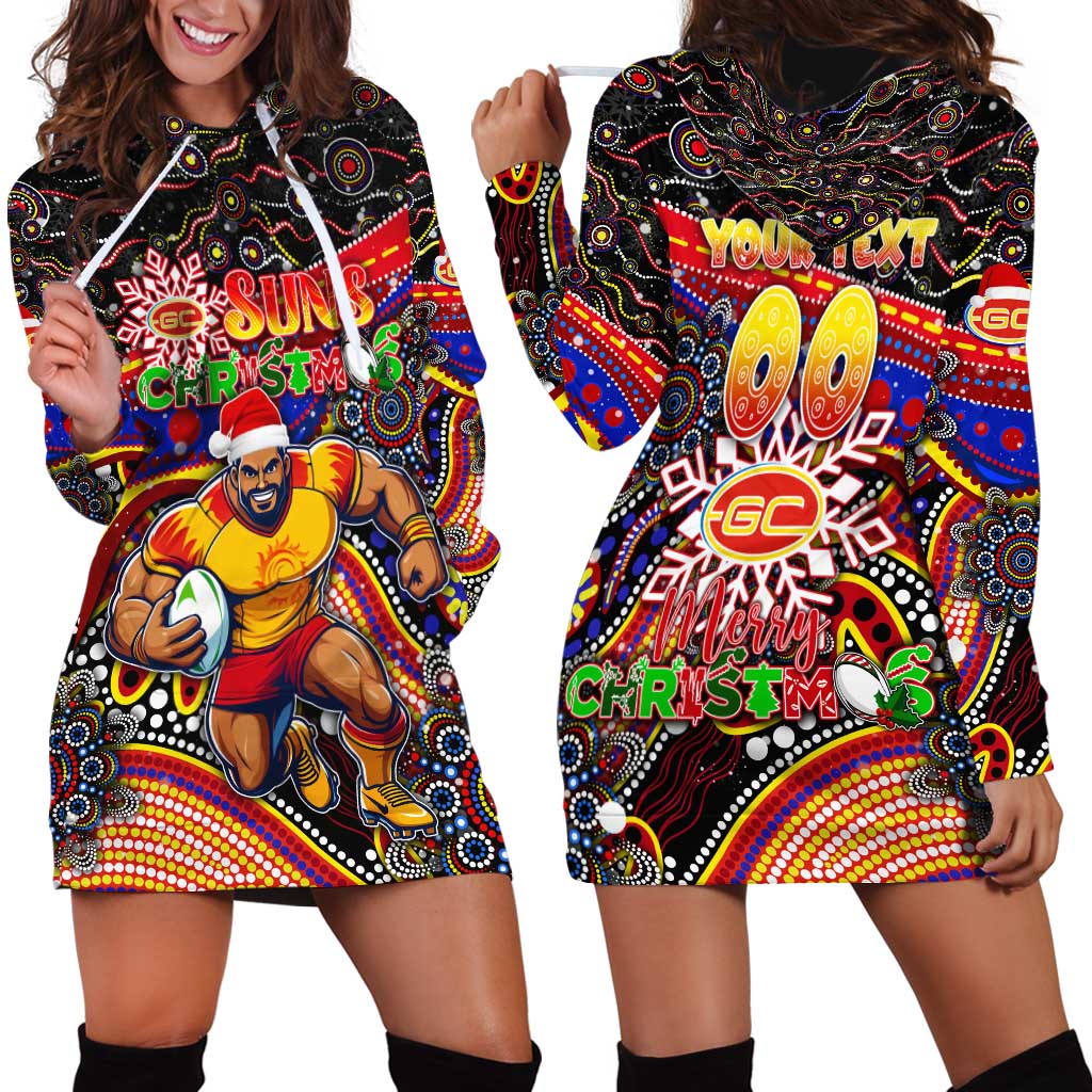 Merry Christmas AFL Gold Coast Suns Hoodie Dress Aboriginal Santa Football Mascot