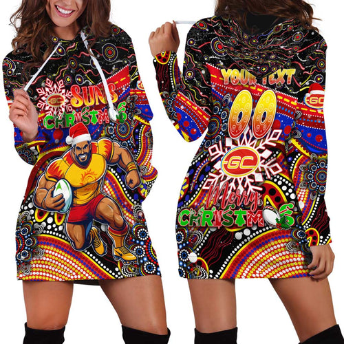 Merry Christmas AFL Gold Coast Suns Hoodie Dress Aboriginal Santa Football Mascot