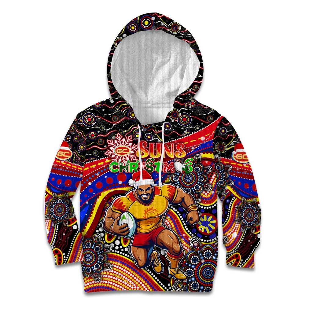 Merry Christmas AFL Gold Coast Suns Kid Hoodie Aboriginal Santa Football Mascot