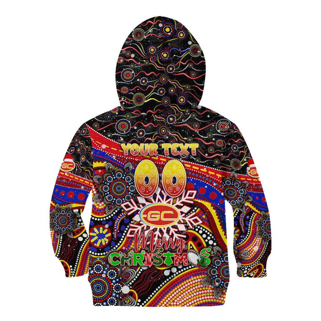 Merry Christmas AFL Gold Coast Suns Kid Hoodie Aboriginal Santa Football Mascot
