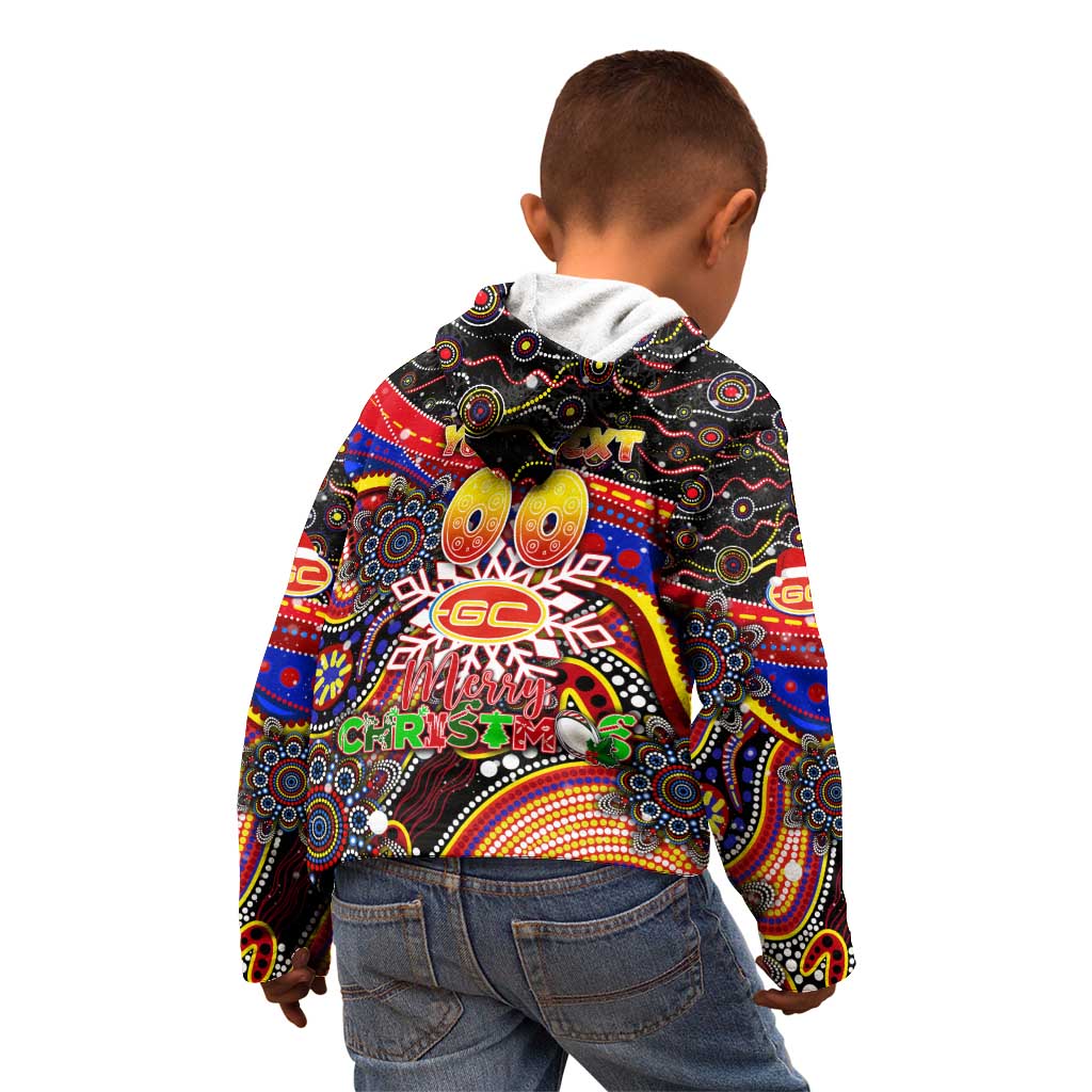Merry Christmas AFL Gold Coast Suns Kid Hoodie Aboriginal Santa Football Mascot