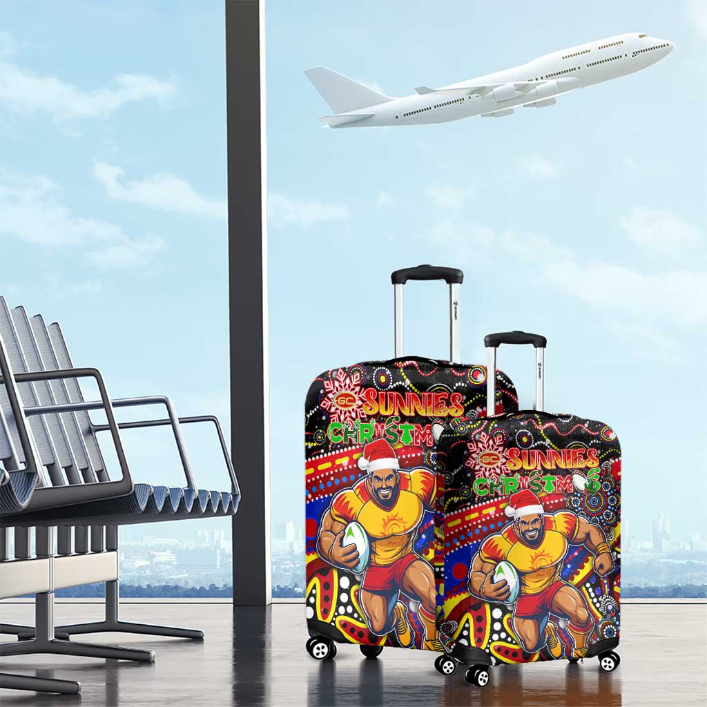 Merry Christmas AFL Gold Coast Suns Luggage Cover Aboriginal Santa Football Mascot