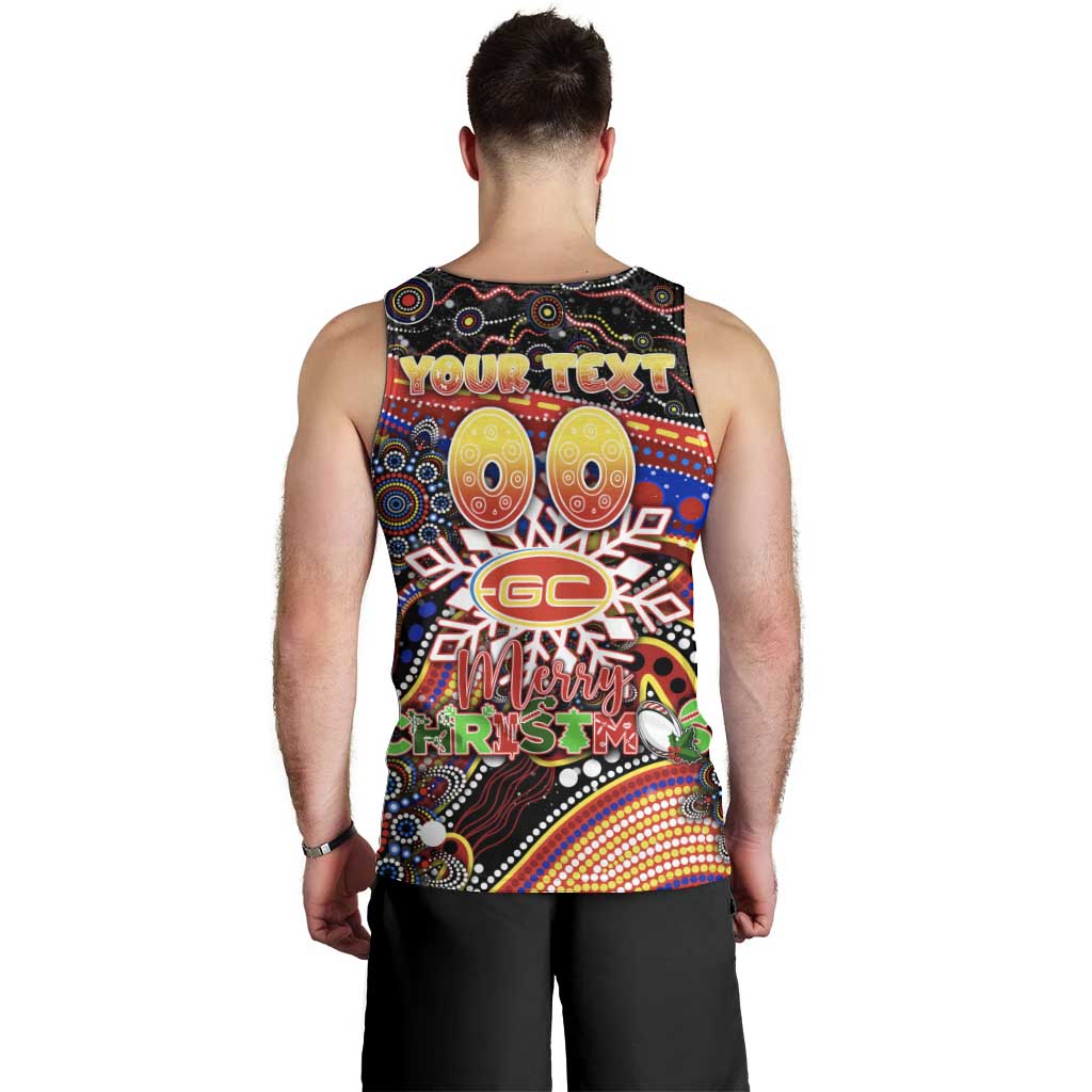 Merry Christmas AFL Gold Coast Suns Men Tank Top Aboriginal Santa Football Mascot