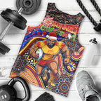 Merry Christmas AFL Gold Coast Suns Men Tank Top Aboriginal Santa Football Mascot