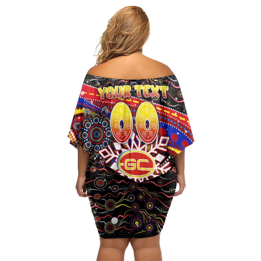Merry Christmas AFL Gold Coast Suns Off Shoulder Short Dress Aboriginal Santa Football Mascot