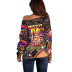 Merry Christmas AFL Gold Coast Suns Off Shoulder Sweater Aboriginal Santa Football Mascot