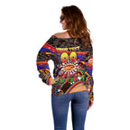 Merry Christmas AFL Gold Coast Suns Off Shoulder Sweater Aboriginal Santa Football Mascot