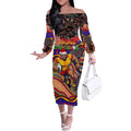 Merry Christmas AFL Gold Coast Suns Off The Shoulder Long Sleeve Dress Aboriginal Santa Football Mascot