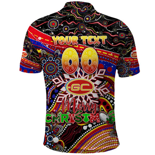 Merry Christmas AFL Gold Coast Suns Polo Shirt Aboriginal Santa Football Mascot