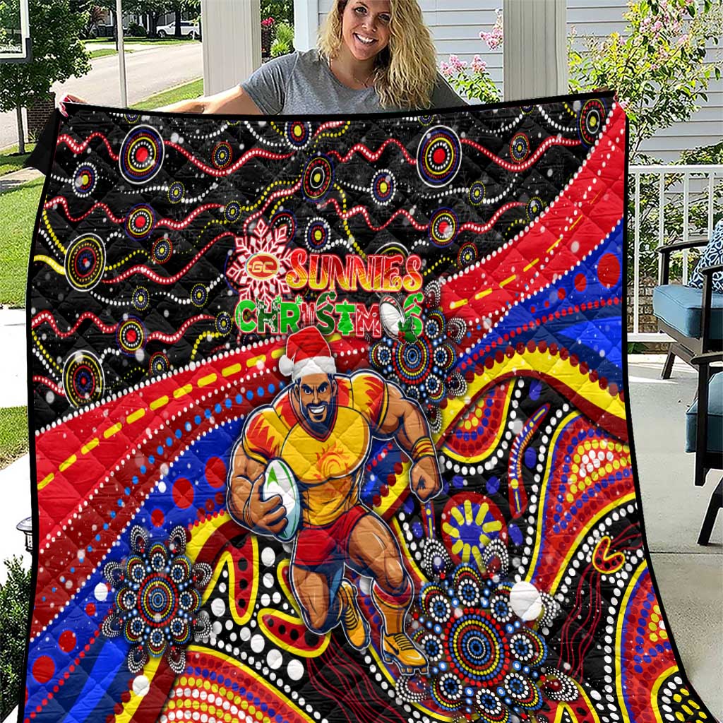 Merry Christmas AFL Gold Coast Suns Quilt Aboriginal Santa Football Mascot