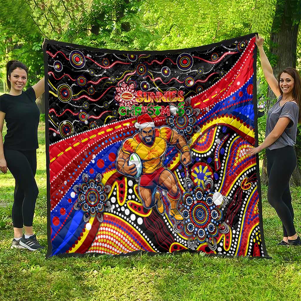 Merry Christmas AFL Gold Coast Suns Quilt Aboriginal Santa Football Mascot