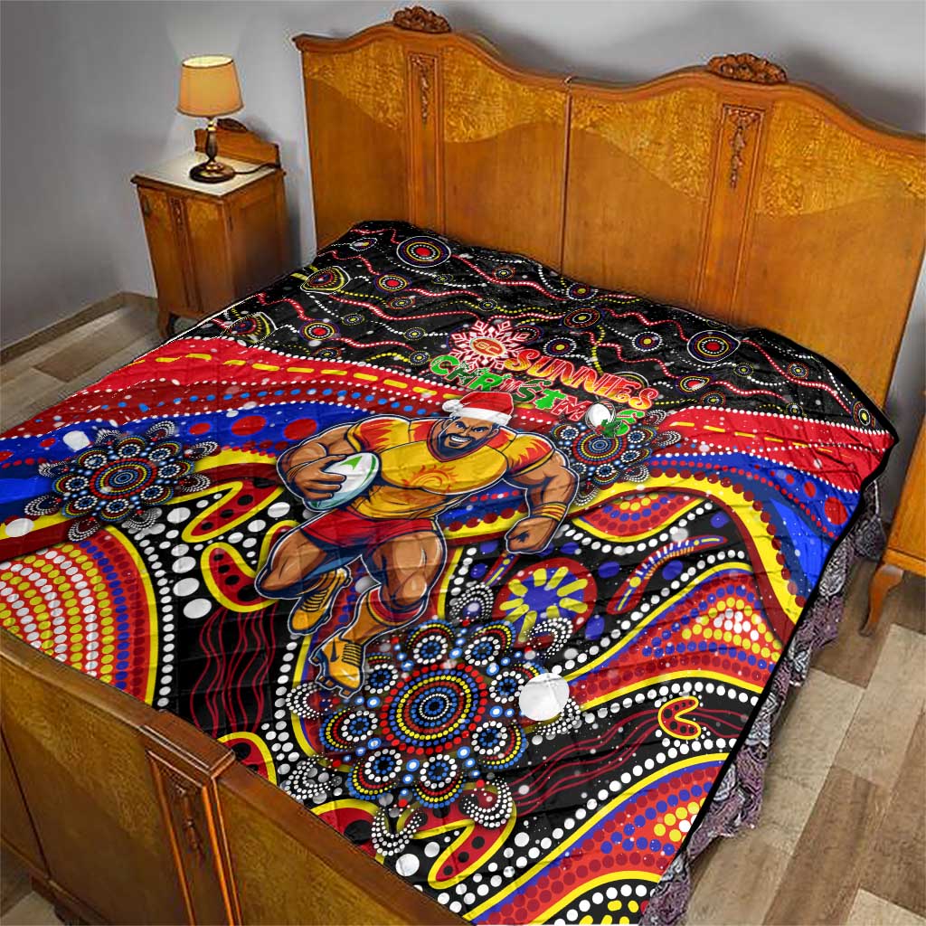 Merry Christmas AFL Gold Coast Suns Quilt Aboriginal Santa Football Mascot