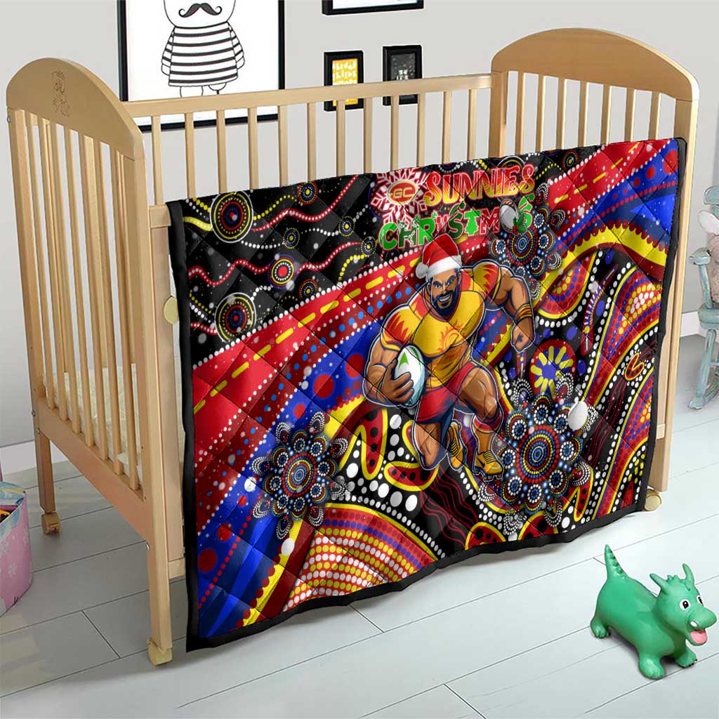 Merry Christmas AFL Gold Coast Suns Quilt Aboriginal Santa Football Mascot