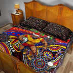 Merry Christmas AFL Gold Coast Suns Quilt Bed Set Aboriginal Santa Football Mascot