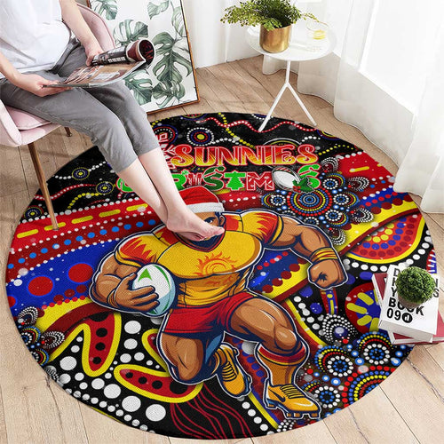 Merry Christmas AFL Gold Coast Suns Round Carpet Aboriginal Santa Football Mascot
