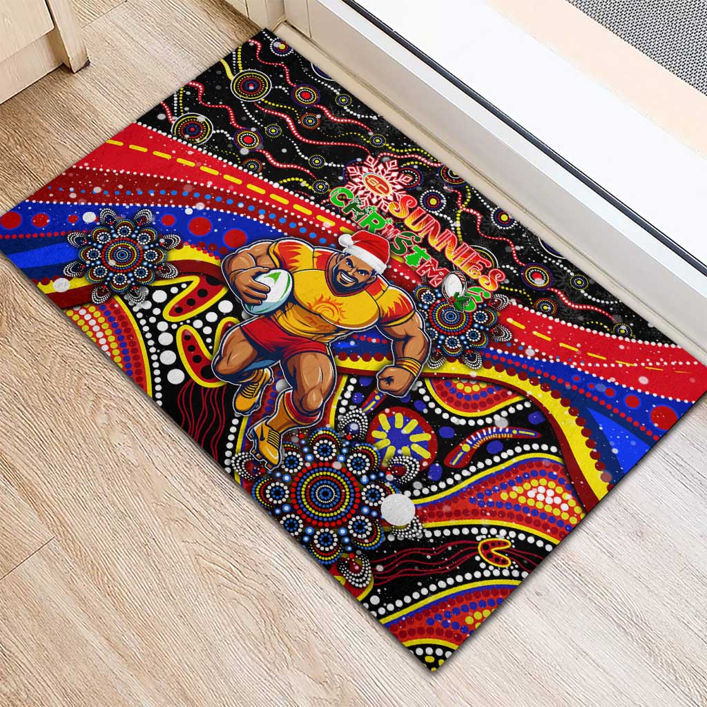 Merry Christmas AFL Gold Coast Suns Rubber Doormat Aboriginal Santa Football Mascot