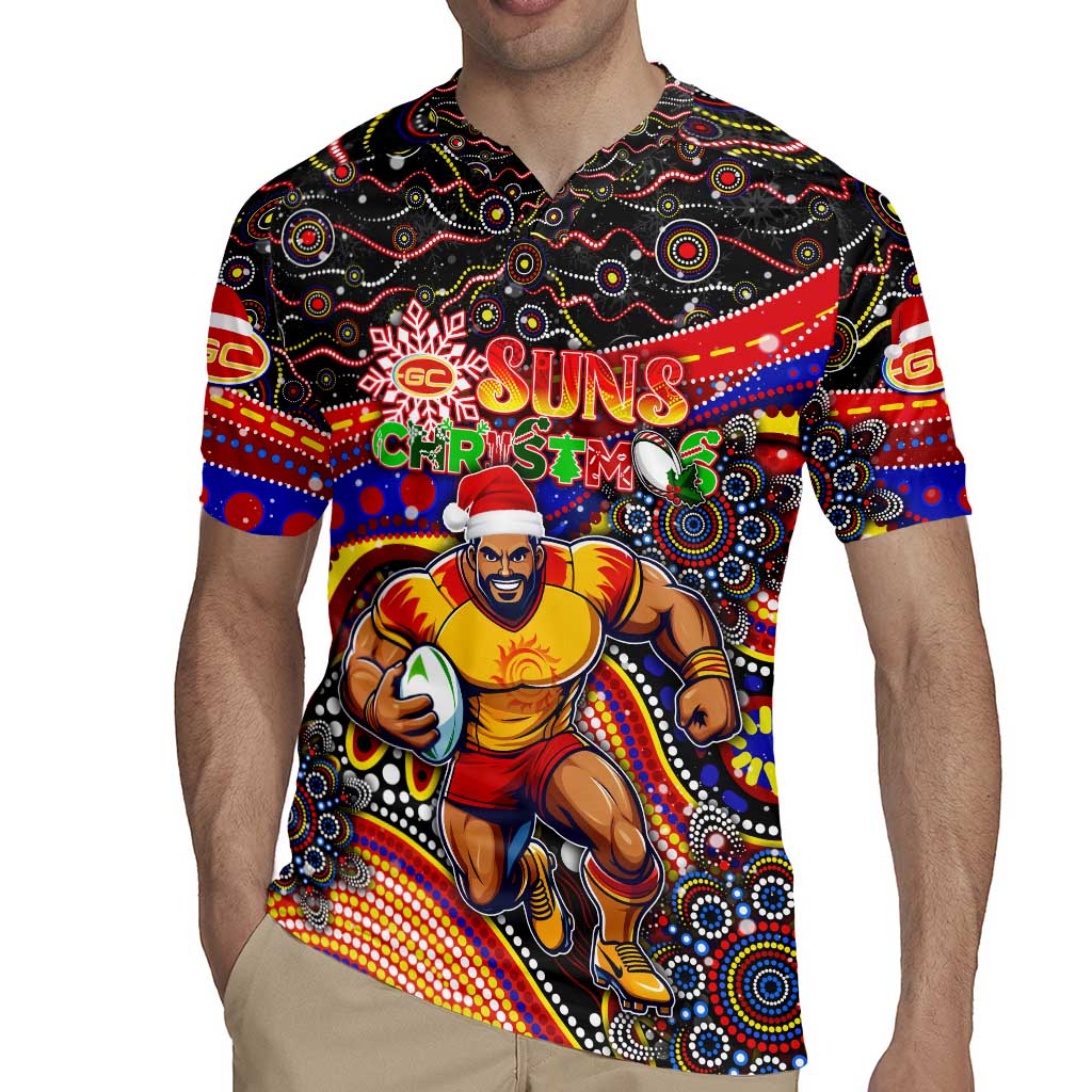 Merry Christmas AFL Gold Coast Suns Rugby Jersey Aboriginal Santa Football Mascot
