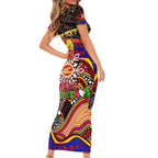 Merry Christmas AFL Gold Coast Suns Short Sleeve Bodycon Dress Aboriginal Santa Football Mascot