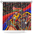 Merry Christmas AFL Gold Coast Suns Shower Curtain Aboriginal Santa Football Mascot