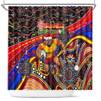 Merry Christmas AFL Gold Coast Suns Shower Curtain Aboriginal Santa Football Mascot