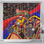 Merry Christmas AFL Gold Coast Suns Shower Curtain Aboriginal Santa Football Mascot