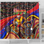 Merry Christmas AFL Gold Coast Suns Shower Curtain Aboriginal Santa Football Mascot