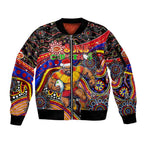 Merry Christmas AFL Gold Coast Suns Sleeve Zip Bomber Jacket Aboriginal Santa Football Mascot
