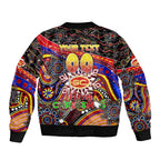Merry Christmas AFL Gold Coast Suns Sleeve Zip Bomber Jacket Aboriginal Santa Football Mascot