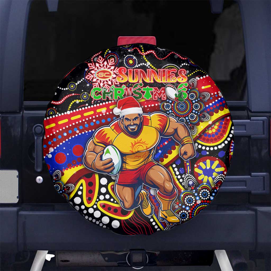 Merry Christmas AFL Gold Coast Suns Spare Tire Cover Aboriginal Santa Football Mascot
