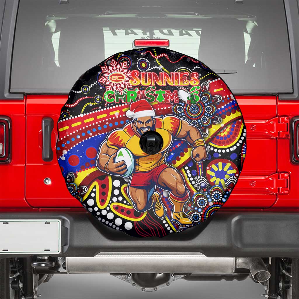Merry Christmas AFL Gold Coast Suns Spare Tire Cover Aboriginal Santa Football Mascot