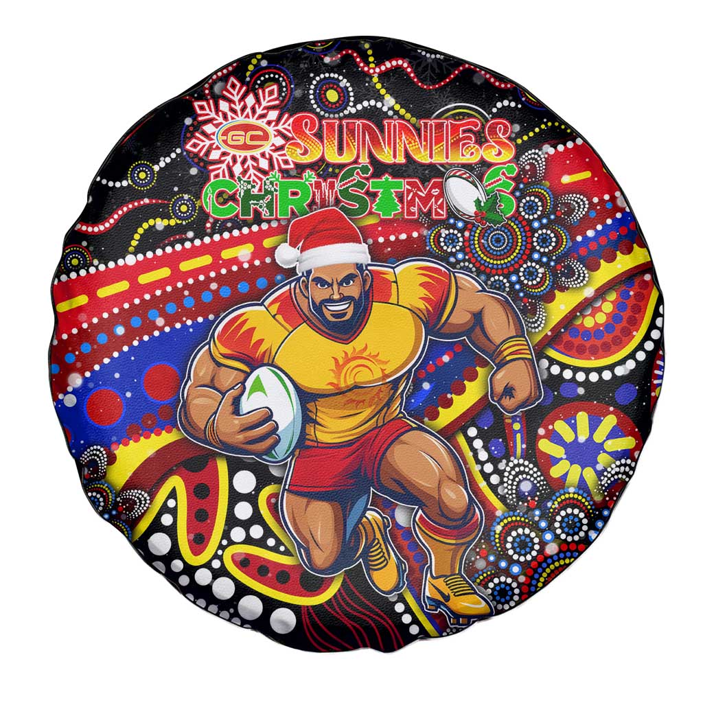 Merry Christmas AFL Gold Coast Suns Spare Tire Cover Aboriginal Santa Football Mascot