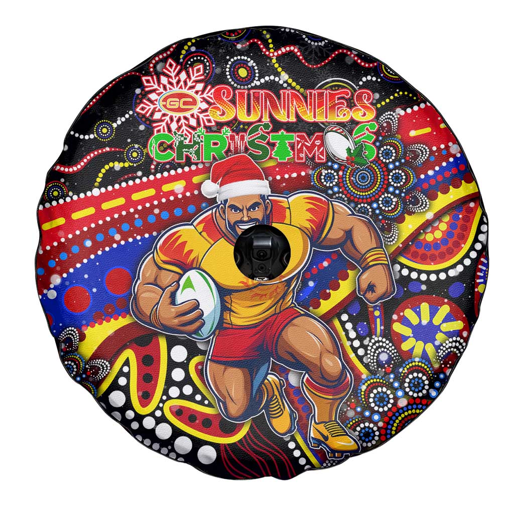 Merry Christmas AFL Gold Coast Suns Spare Tire Cover Aboriginal Santa Football Mascot