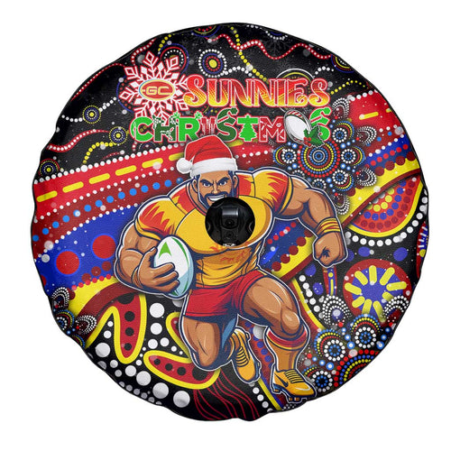 Merry Christmas AFL Gold Coast Suns Spare Tire Cover Aboriginal Santa Football Mascot